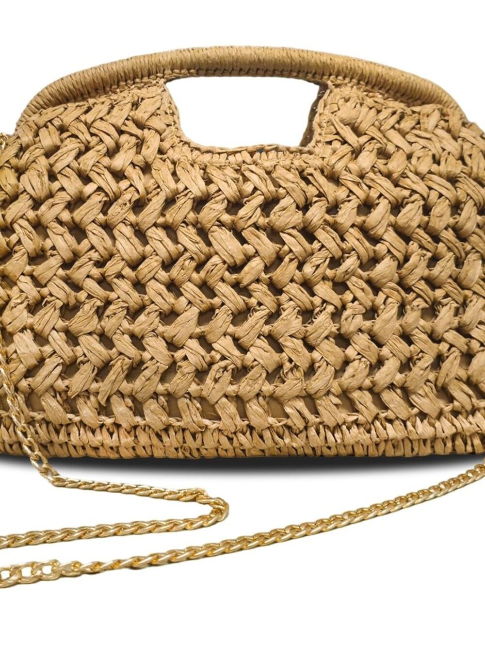 Straw Clutch Woven Purses for Women，Cloud Dumpling Summer Beach Bag with Detacha